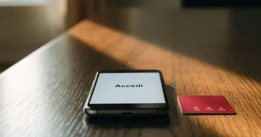 Uno smartphone e una carta di pagamento affiancati su un tavolo di legno, con alcune banconote da euro accanto