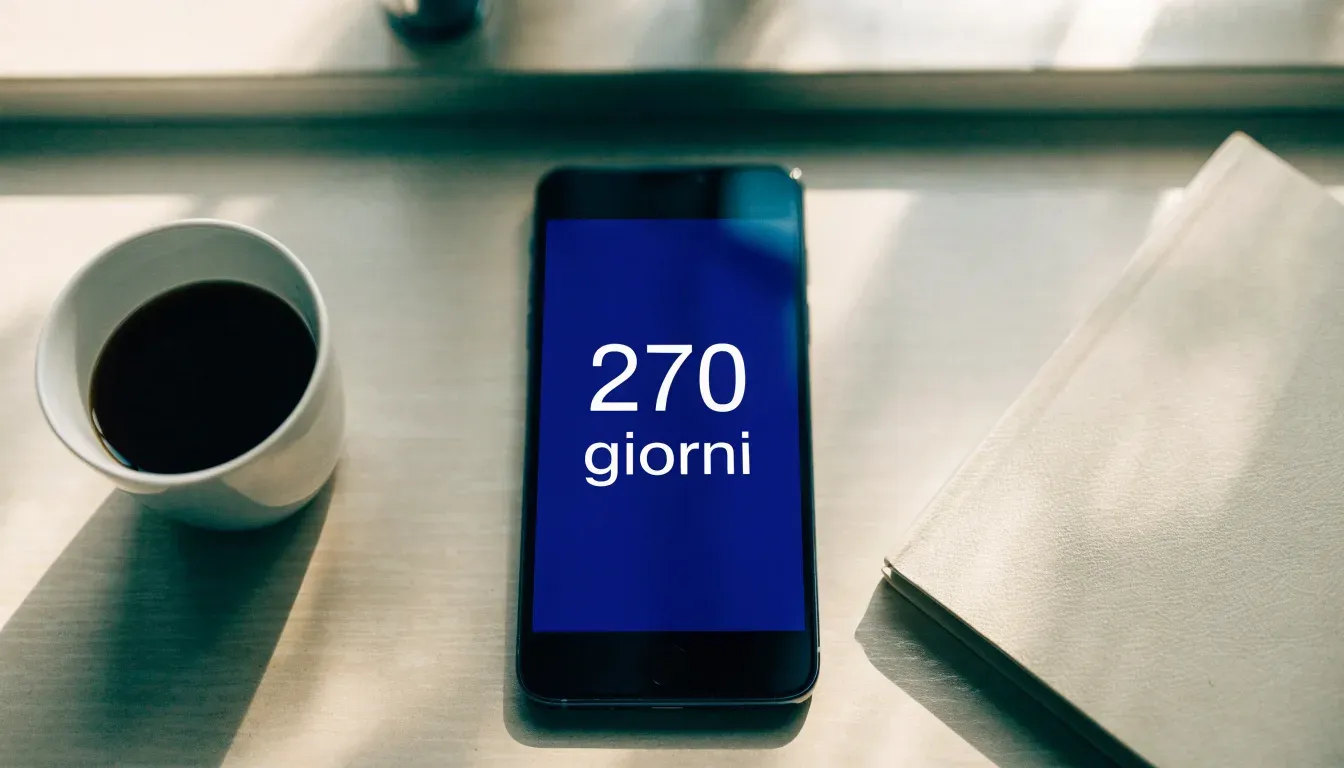 Un documento di identità appoggiato accanto a uno smartphone con un timer sullo schermo, su un tavolo da cucina