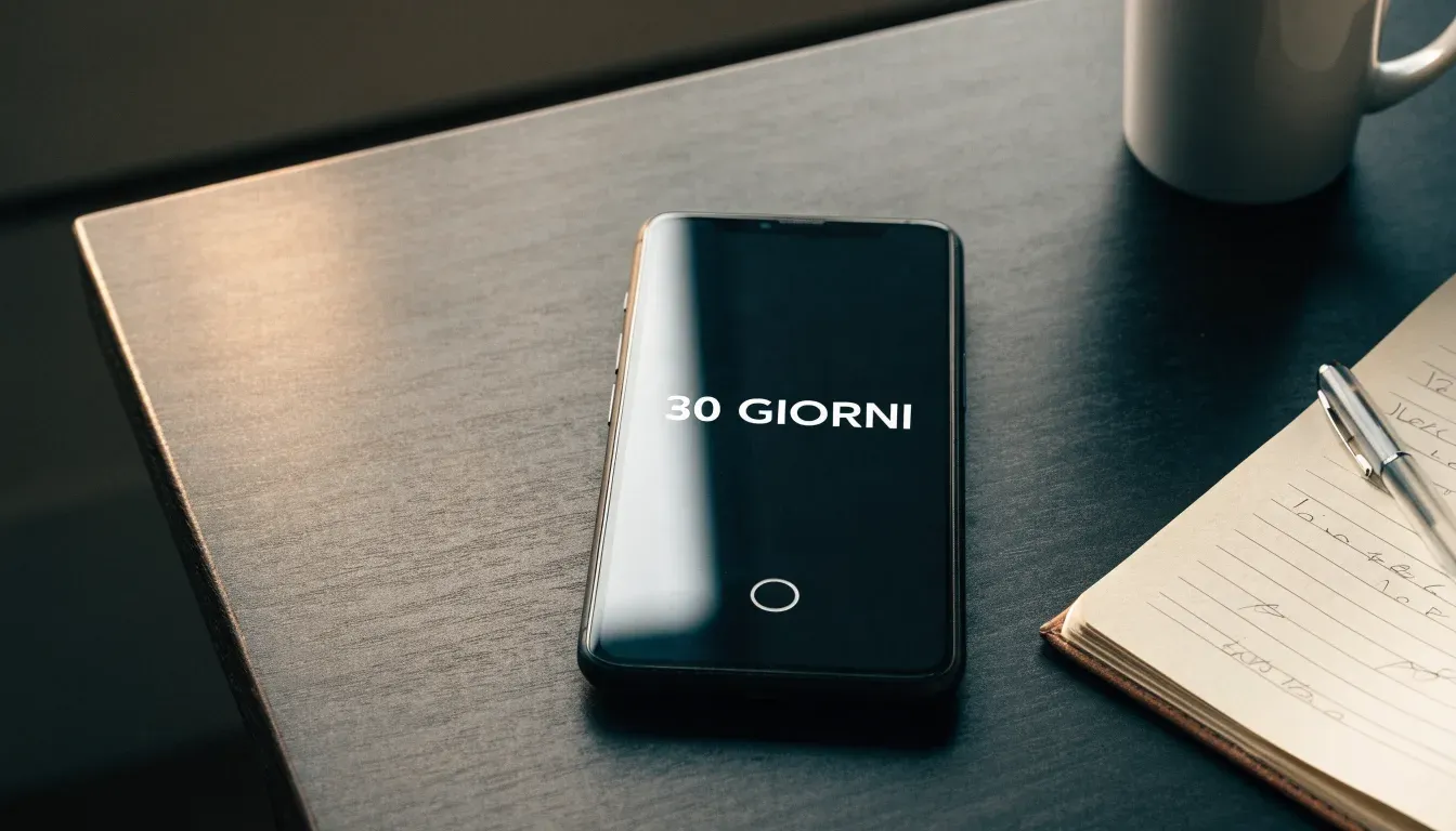 Un foglio di concessione in carta con un timbro rosso, appoggiato su una scrivania di legno accanto a una penna