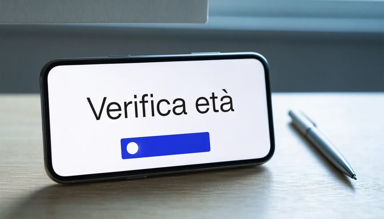 Un foglio di concessione in carta con un timbro rosso, appoggiato su una scrivania di legno accanto a una penna