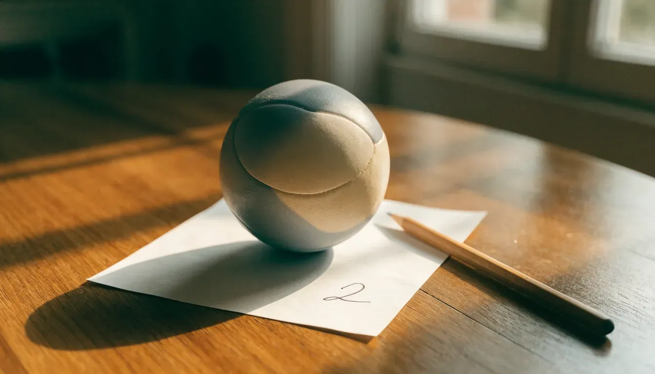 Un pallone da calcio appoggiato su una schedina bianca su un tavolo di legno, alla luce del giorno