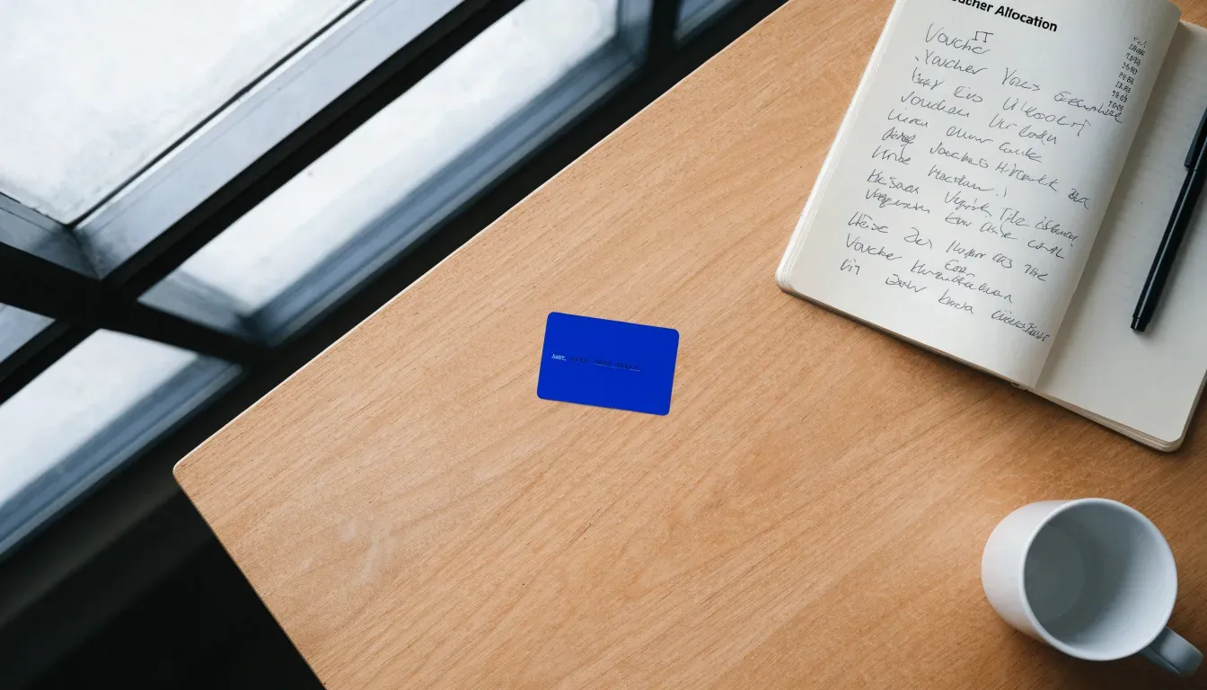 Un foglio di concessione in carta con un timbro rosso, appoggiato su una scrivania di legno accanto a una penna