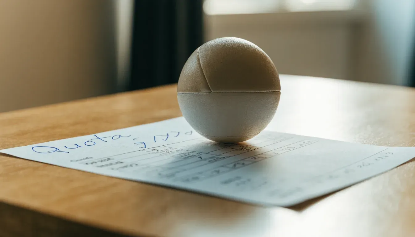 Un pallone da calcio appoggiato su una schedina bianca su un tavolo di legno, alla luce del giorno